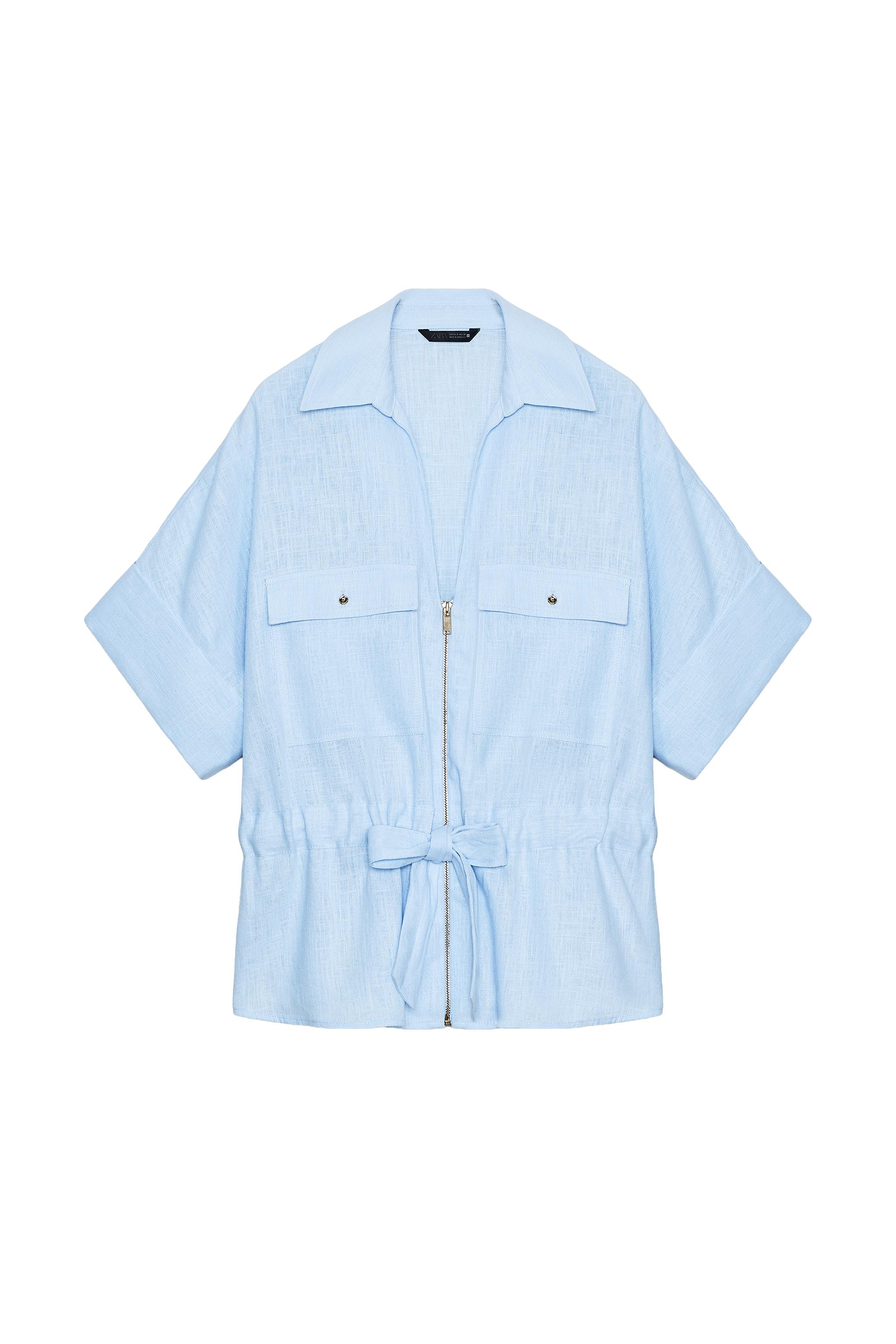 LINEN BLEND SAFARI SHIRT